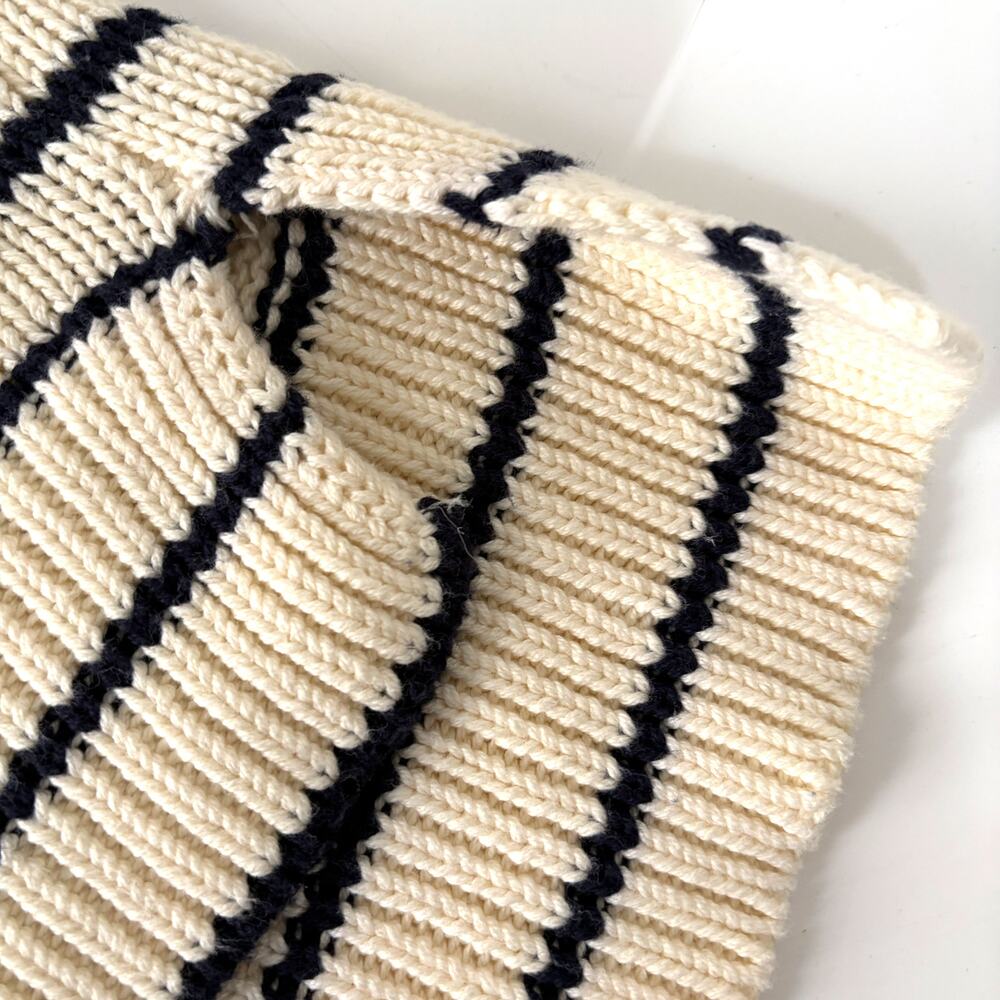 Alex Mill Jacques Cotton Stripe Polo Sweater Cream Black 100% Cotton Size M - Picture 8 of 13